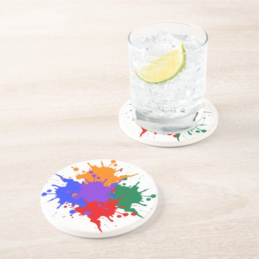 （ばちゃばちゃ）跳ねる絵を描サンドストーンコースター コースター (側面)