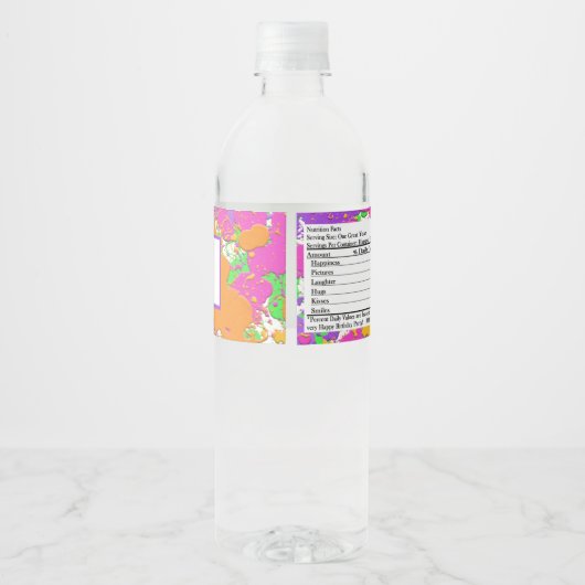 （ばちゃばちゃ）跳ねる絵を描パーティーパーソナライズされたウォーターボトル ペットボトルラベル (裏面)