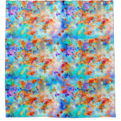 （ばちゃばちゃ）跳ねる絵を描明るい色の背景 シャワーカーテン (正面)