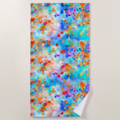 （ばちゃばちゃ）跳ねる絵を描明るい色の背景 ビーチタオル (正面)