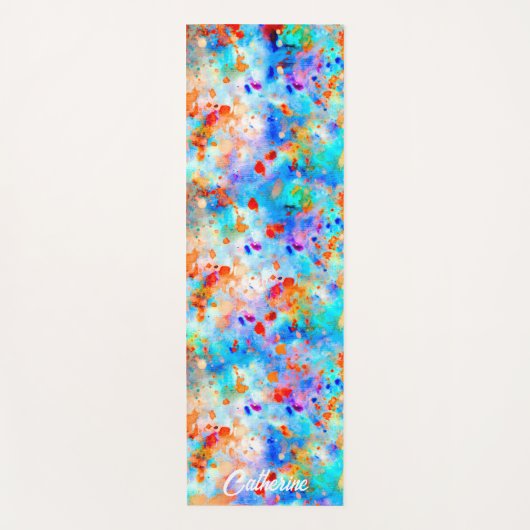 （ばちゃばちゃ）跳ねる絵を描明るい色の背景 ヨガマット (正面)