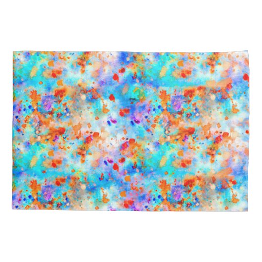 (ばちゃばちゃ)跳ねる絵を描明るい色の背景 枕カバー (裏面)