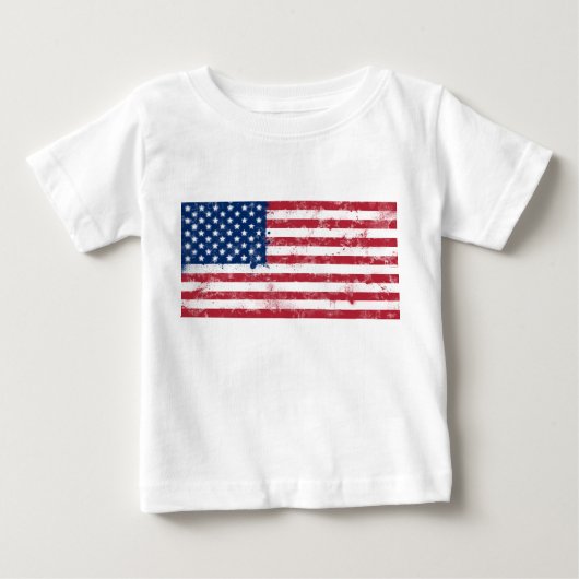 （ばちゃばちゃ）跳ねる絵を描米国国旗 ベビーTシャツ (正面)