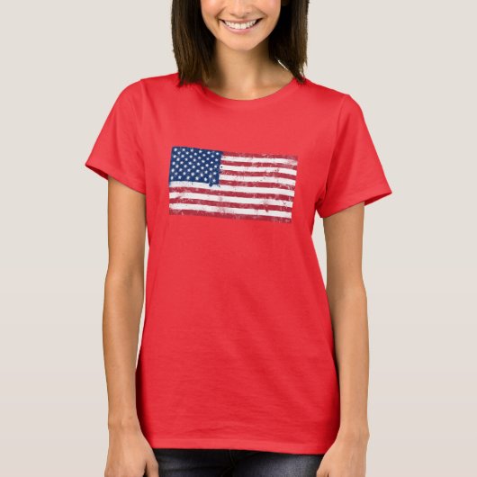 (ばちゃばちゃ)跳ねる絵を描米国国旗 Tシャツ (正面)