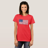 (ばちゃばちゃ)跳ねる絵を描米国国旗 Tシャツ (正面フル)