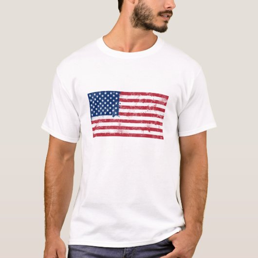 (ばちゃばちゃ)跳ねる絵を描米国国旗 Tシャツ (正面)