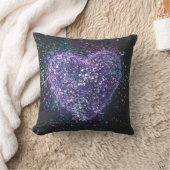 (ばちゃばちゃ)跳ねる絵を描紫ハート クッション (ブランケット)