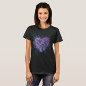 （ばちゃばちゃ）跳ねる絵を描紫ハート Tシャツ (正面フル)