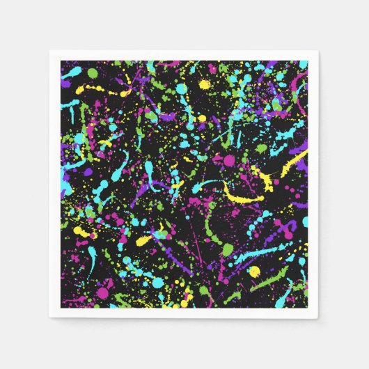 （ばちゃばちゃ）跳ねる絵を描-カラフル- スタンダードカクテルナプキン (正面)