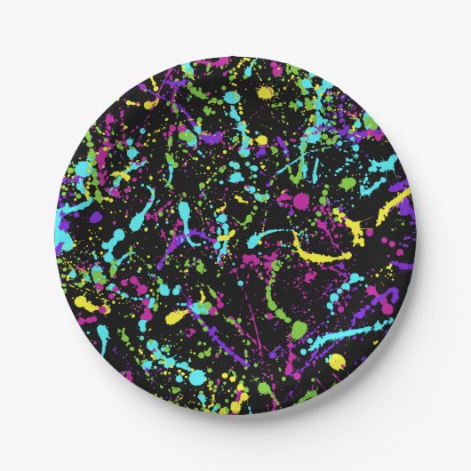 (ばちゃばちゃ)跳ねる絵を描-カラフル- ペーパープレート (正面)