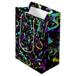 （ばちゃばちゃ）跳ねる絵を描-カラフル- ミディアムペーパーバッグ