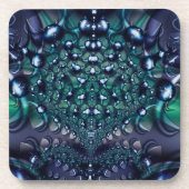 （ばちゃばちゃ）跳ねる |紫色と緑のフラクタルアート コースター (正面)