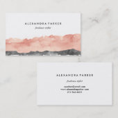 ばら色および黒いモダンな水彩画のしぶき| 名刺 (正面/裏面)