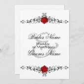 ばら色のつる植物の結婚式招待状 招待状 (正面/裏面)