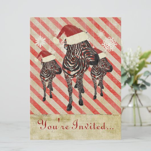 ばら色のシマウマの休日の招待状 招待状 (スタンド正面)