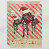 ばら色のシマウマの休日の招待状 招待状 (正面/裏面)