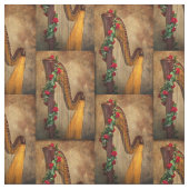 ばら色のハープの生地 ファブリック (見本)