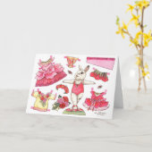 ばら色のバレリーナの紙の人形のバースデー・カード カード (黄色い花)