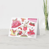 ばら色のバレリーナの紙の人形のバースデー・カード カード (正面)