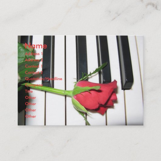 ばら色のピアノプロフィールカード 名刺 (正面)