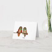 ばら色のフクロウのこはく色のダマスク織のモノグラムNotecard ノートカード (裏面)