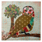 ばら色のフクロウのヴィンテージのタイル タイル (正面)