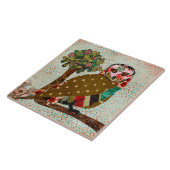 ばら色のフクロウのヴィンテージのタイル タイル (側面)