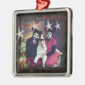 ばら色のフクロウの星明かりの夜写真のオーナメント メタルオーナメント (左)