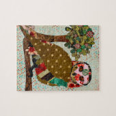 ばら色のフクロウの花のパズル ジグソーパズル (横)