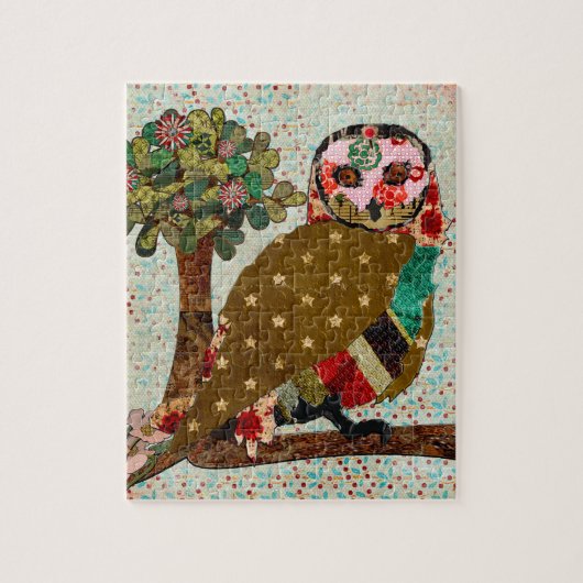 ばら色のフクロウの花のパズル ジグソーパズル (縦)