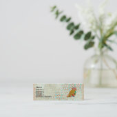 ばら色のフクロウの花のヴィンテージの名刺 スキニー名刺 (スタンド正面)