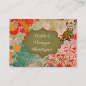 ばら色のフクロウのBohoのヴィンテージの名刺 名刺 (裏面)