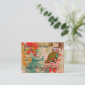 ばら色のフクロウのBohoのヴィンテージの名刺 名刺 (スタンド正面)