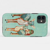 ばら色のフクロウのiPhoneの箱を持つこはく色及び紺碧のシカ Case-Mate iPhoneケース (裏面(横))