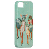 ばら色のフクロウのiPhoneの箱を持つこはく色及び紺碧のシカ Case-Mate iPhoneケース (裏面/右)