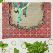 ばら色のフクロウ及びルビー色のろばタオル キッチンタオル (折り畳み)