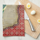 ばら色のフクロウ及びルビー色のろばタオル キッチンタオル (四つ折り)