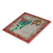 ばら色のフクロウ及びルビー色の紺碧のろばのタイル タイル (側面)