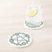 ばら色の五芒星の星形五角形の異教のな魔法使いの祭壇Paten コースター (側面)