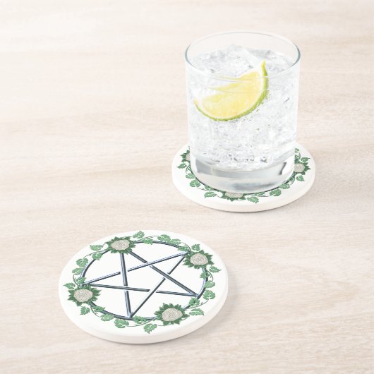 ばら色の五芒星の星形五角形の異教のな魔法使いの祭壇Paten コースター (側面)