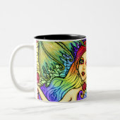 ばら色の人魚のかわいらしいファンタジーのマグ ツートーンマグカップ (左)