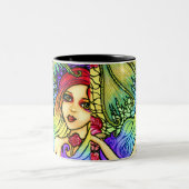 ばら色の人魚のかわいらしいファンタジーのマグ ツートーンマグカップ (中央)