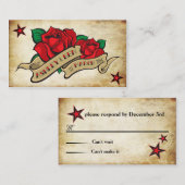 ばら色の入れ墨のカスタムRSVP エンクロージャーカード (正面/裏面)