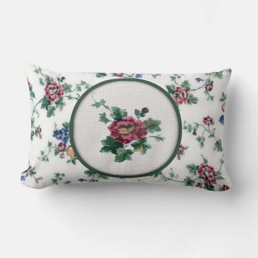 ばら色の十字のステッチの枕 ランバークッション (正面)