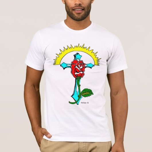 ばら色の十字のティー Tシャツ (正面)