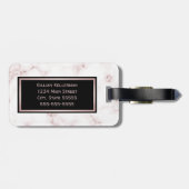 ばら色の大理石のばら色の金ゴールドのモノグラムのな名前 ラゲッジタグ (裏面横)