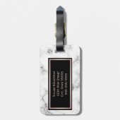 ばら色の大理石のばら色の金ゴールドのモノグラムのな名前 ラゲッジタグ (裏面縦)