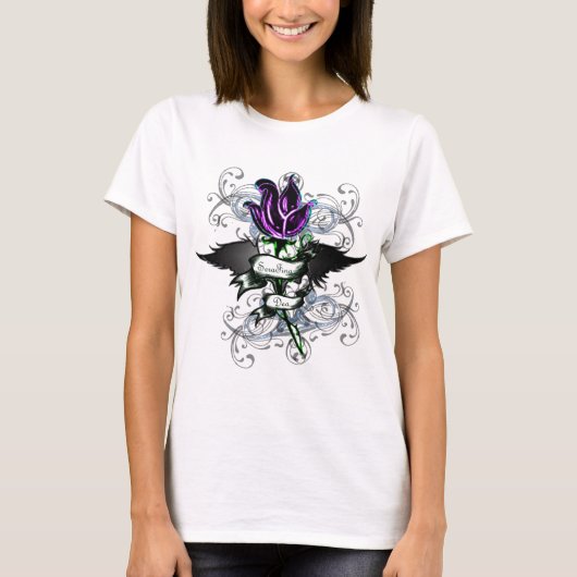 ばら色の天使の女性タンク Tシャツ (正面)