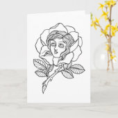 ばら色の女の子の挨拶状 カード (黄色い花)