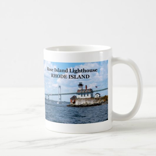 ばら色の島の灯台、ロードアイランドのマグ コーヒーマグカップ (右)